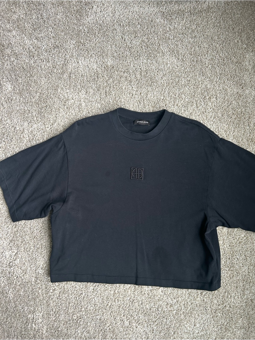 Anine Bing Cropped Tee with Center Logo